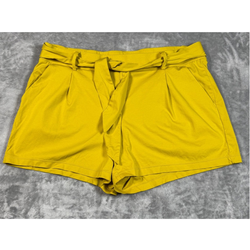 LOFT Belted Shorts High Waist Casual Everyday Yellow Size L‎